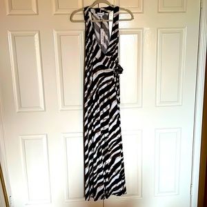 Veronica M stripe long wrap dress